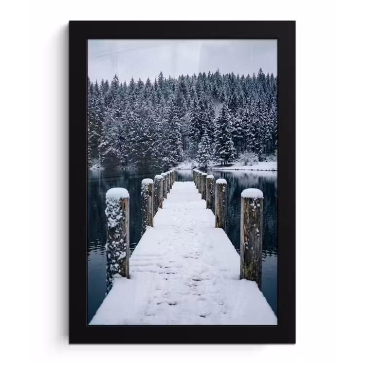 Steiger - Meer - Sneeuw - Bergen - Rustgevend fotolijst zwart zonder passe partout klein -3d