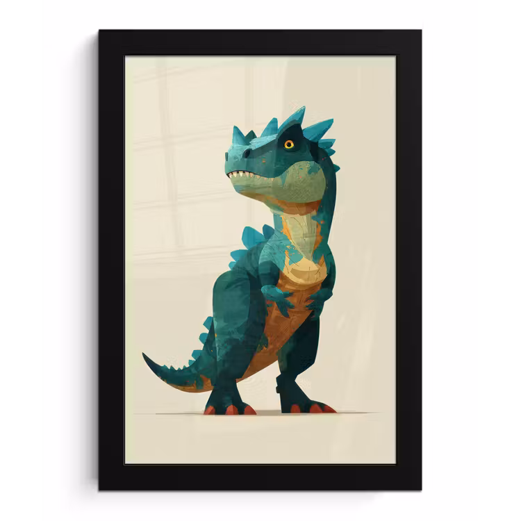 Stekels - Dino - Blauw - Gespierd fotolijst zwart zonder passe partout klein -3d