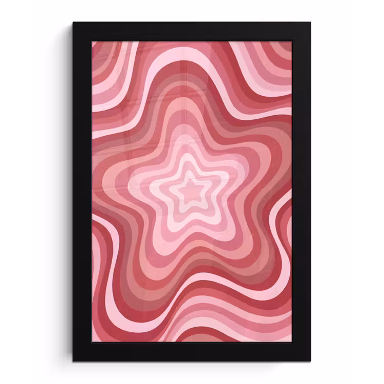 Ster - Golvend - Abstract - Roze fotolijst zwart zonder passe partout klein -3d