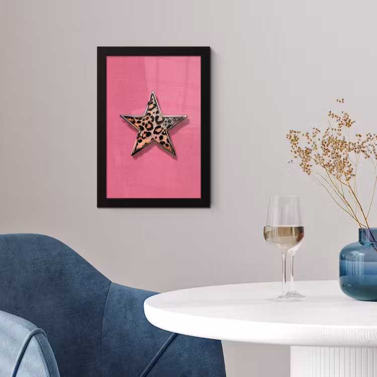 Ster - Luipaard - Print - Roze fotolijst zwart zonder passe partout klein -sfeer4