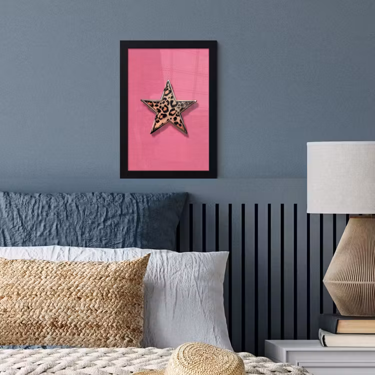 Ster - Luipaard - Print - Roze fotolijst zwart zonder passe partout klein -sfeer3