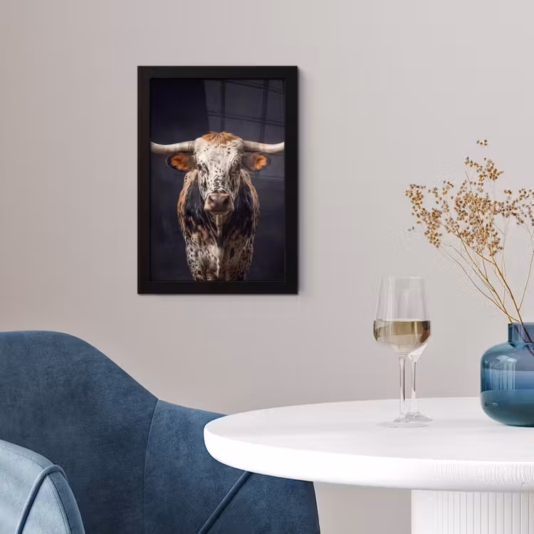 Stier - Kleurrijk - Hoorns fotolijst zwart zonder passe partout klein -sfeer4