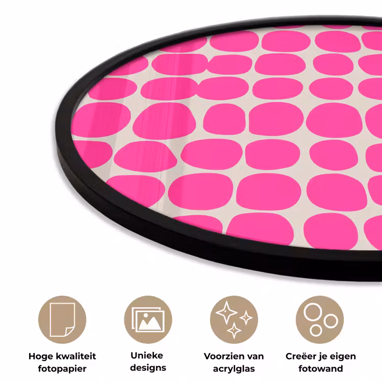 Stippen - Patroon - Roze Fotolijst rond zonder passe partout klein 856 -closeup_NL