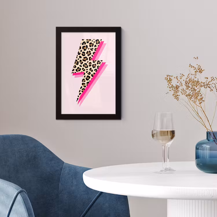 Stippen - Roze - Bliksem fotolijst zwart zonder passe partout klein -sfeer4