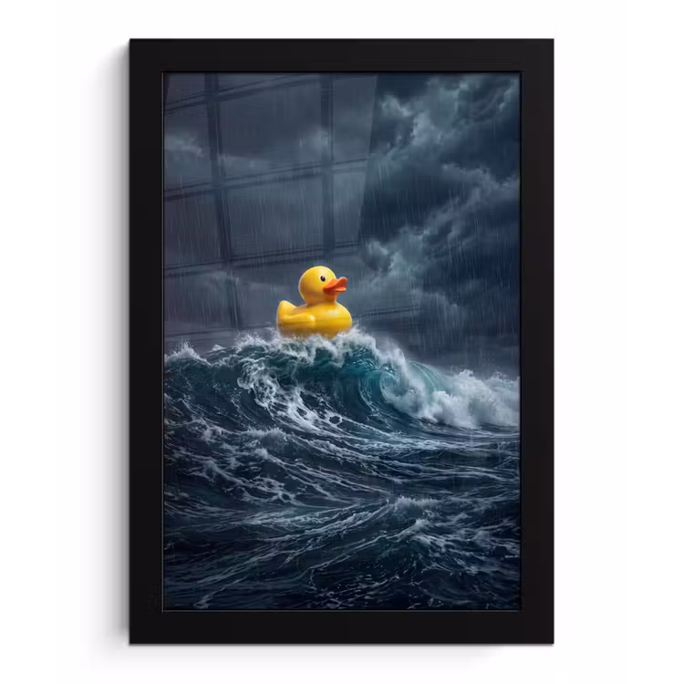 Storm - Badeend - Golven fotolijst zwart zonder passe partout klein -3d