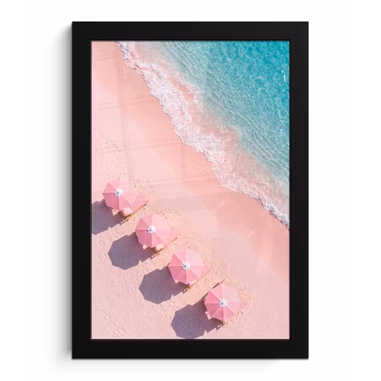 Strand - Roze zand - Zee - Zomer - Natuur fotolijst zwart zonder passe partout klein -3d