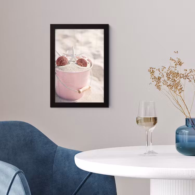 Strand - Schelpen - Zomer - Roze - Decoratie fotolijst zwart zonder passe partout klein -sfeer4