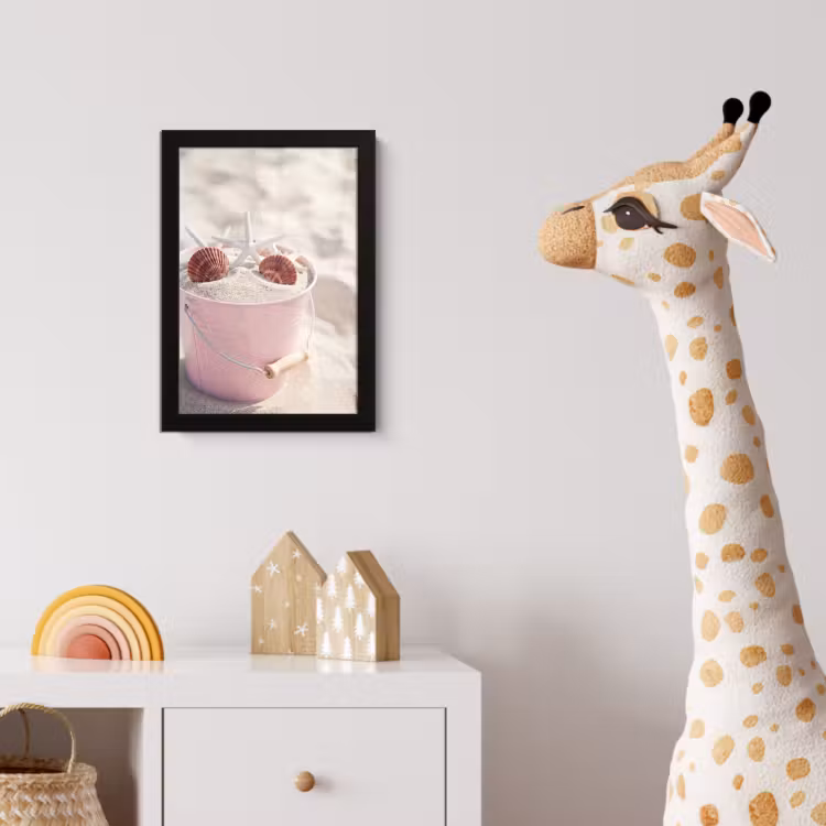 Strand - Schelpen - Zomer - Roze - Decoratie fotolijst zwart zonder passe partout klein -usfeer4_kinderkamer