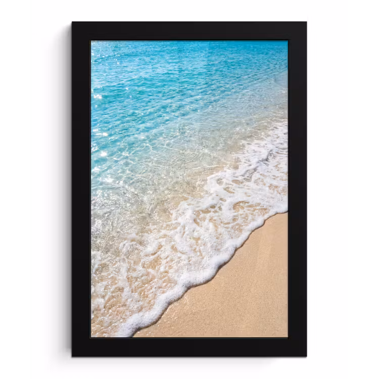 Strand - Water - Natuur - Blauw - Beige fotolijst zwart zonder passe partout klein -3d