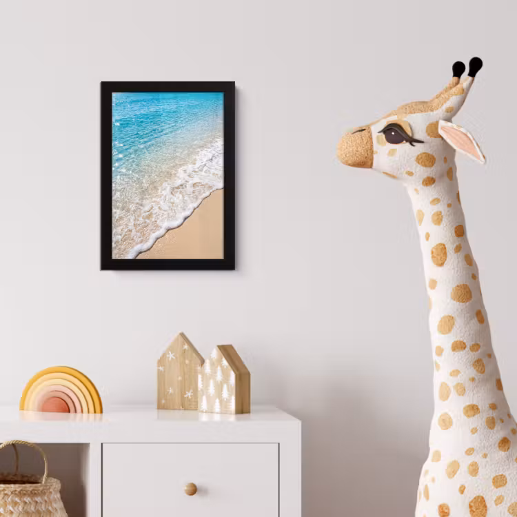Strand - Water - Natuur - Blauw - Beige fotolijst zwart zonder passe partout klein -usfeer4_kinderkamer