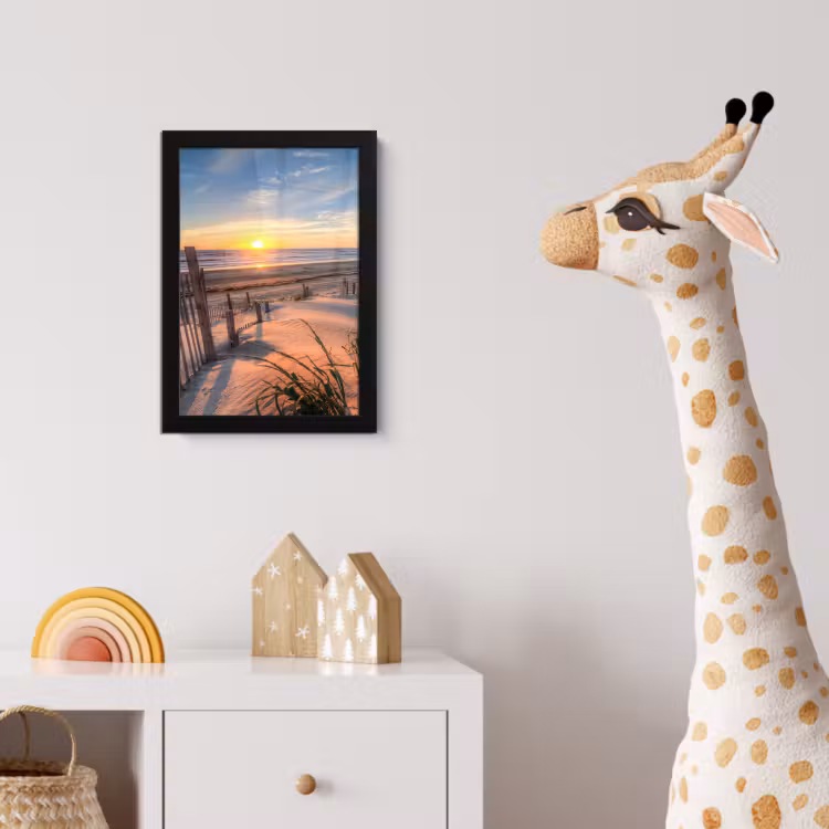 Strand - Zee - Duin - Zonsondergang - Landschap fotolijst zwart zonder passe partout klein -usfeer4_kinderkamer