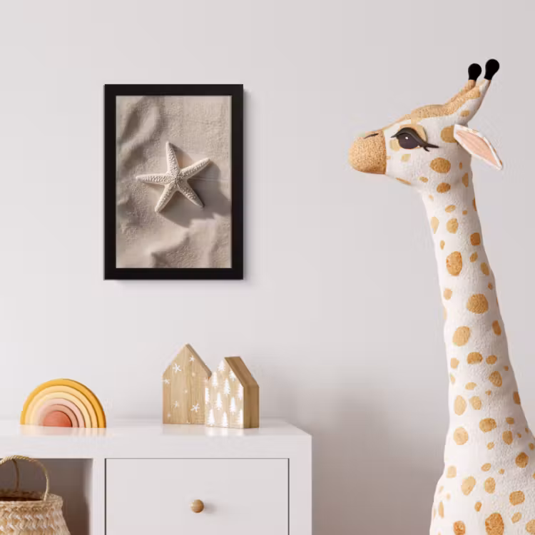 Strand - Zeester - Zand - Beige fotolijst zwart zonder passe partout klein -usfeer4_kinderkamer