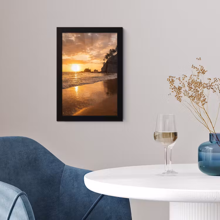 Strand - Zonsondergang - Natuur - Tropisch - Oranje fotolijst zwart zonder passe partout klein -sfeer4