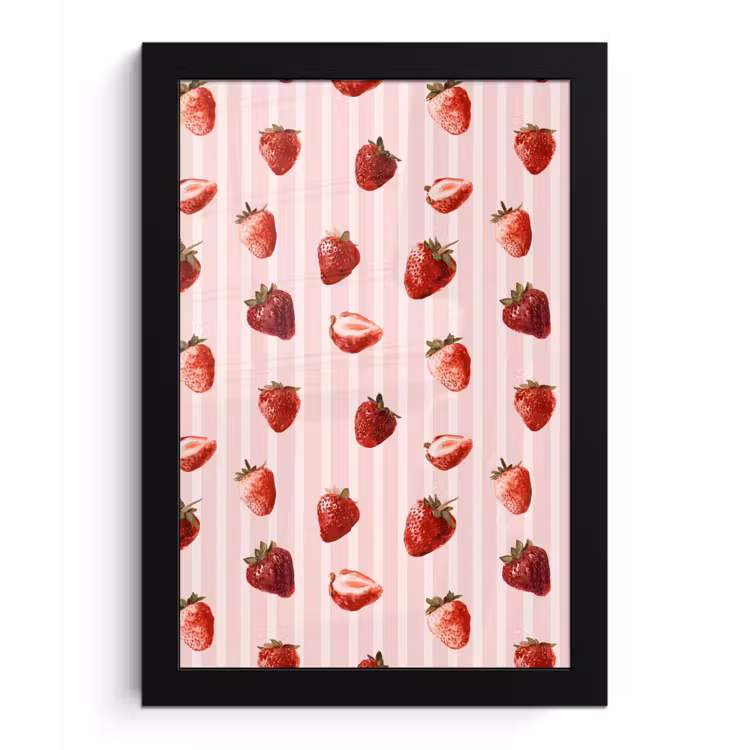 Strepen - Aardbei - Roze fotolijst zwart zonder passe partout klein 224 -3d