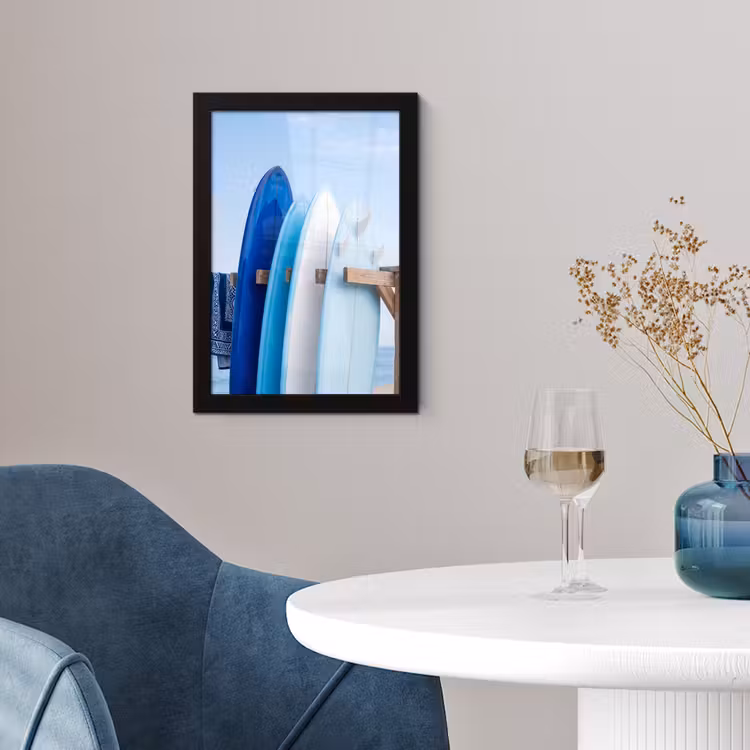 Surfplank - Strand - Zomer - Blauw - Water fotolijst zwart zonder passe partout klein -sfeer4
