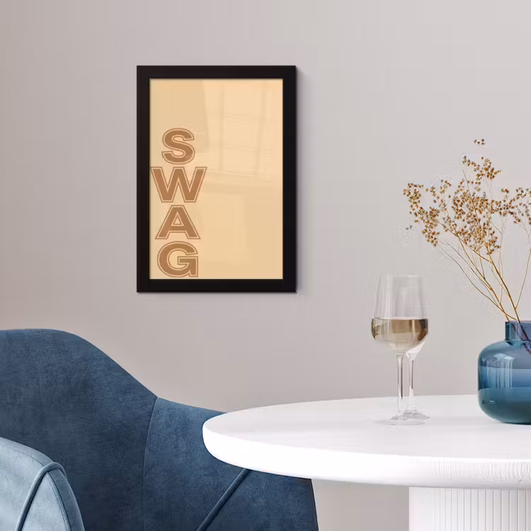 Swag - Bruin - Beige fotolijst zwart zonder passe partout klein -sfeer4