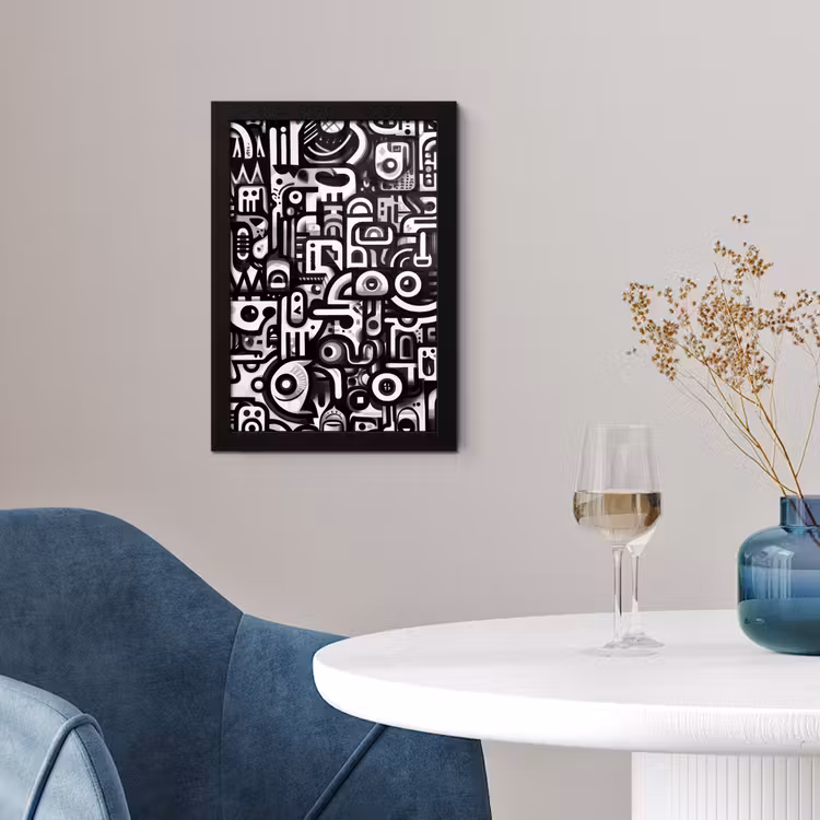 Symbolen - Abstract - Grafisch - Zwart fotolijst zwart zonder passe partout klein -sfeer4