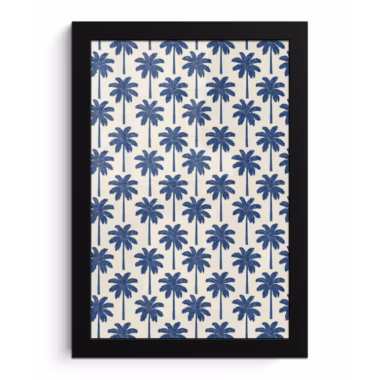 Symmetrisch - Palm - Blauw fotolijst zwart zonder passe partout klein 224 -3d