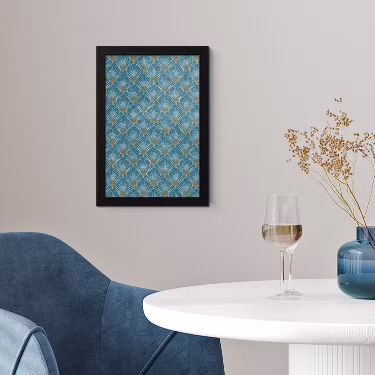 Symmetrisch - Patroon - Blauw fotolijst zwart zonder passe partout klein 224 -sfeer4