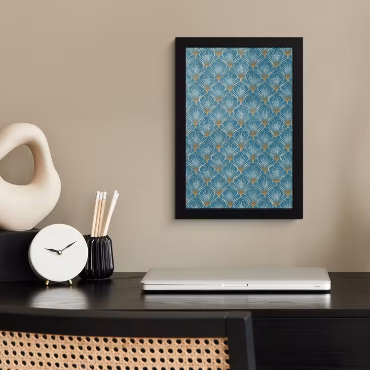 Symmetrisch - Patroon - Blauw fotolijst zwart zonder passe partout klein 224 -sfeer1