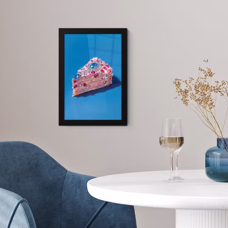 Taart - Edelstenen - Glitters - Roze fotolijst zwart zonder passe partout klein -sfeer4