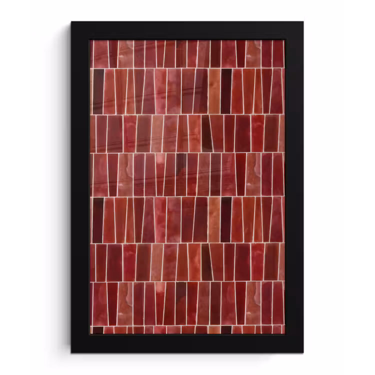 Tegels - Modern - Structuur - Dieprood fotolijst zwart zonder passe partout klein 224 -3d