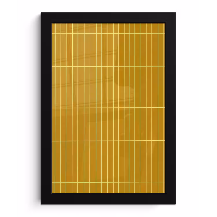 Tegels - Verticaal - Mosterdgeel fotolijst zwart zonder passe partout klein 224 -3d