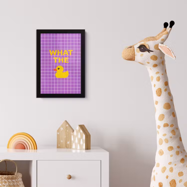 Tekst - Eend - Paars fotolijst zwart zonder passe partout klein -usfeer4_kinderkamer