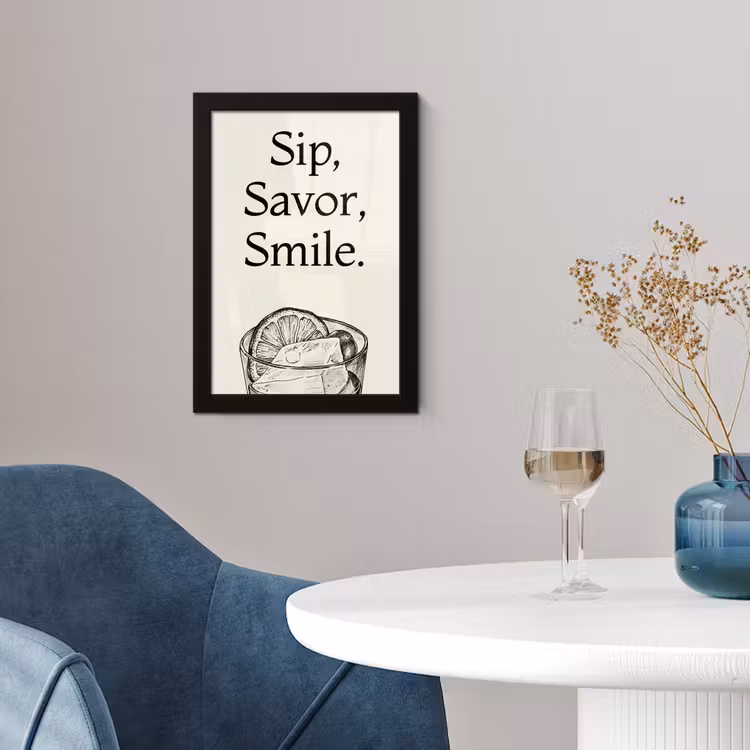 Tekst - Glas - Getekend - Citroen fotolijst zwart zonder passe partout klein -sfeer4