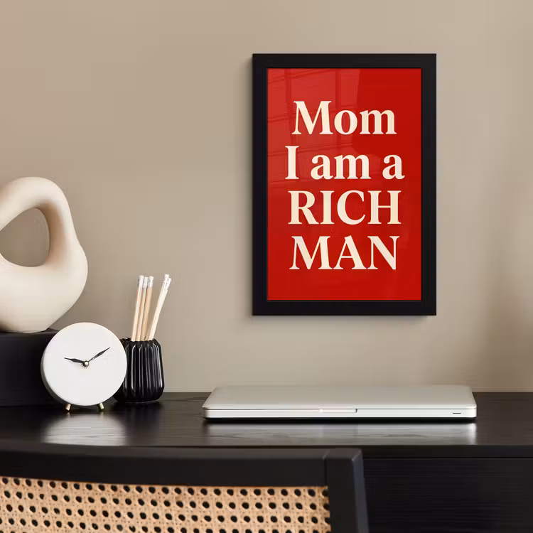 Tekst - Rijkdom - Motivatie - Rood - Modern fotolijst zwart zonder passe partout klein -sfeer1