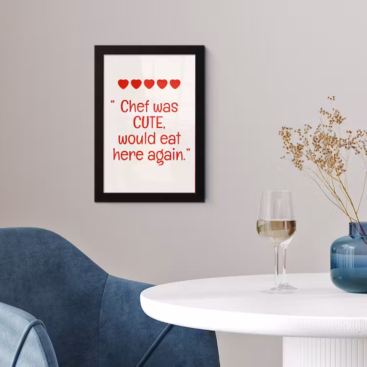 Tekst - Rood - Hartjes fotolijst zwart zonder passe partout klein -sfeer4