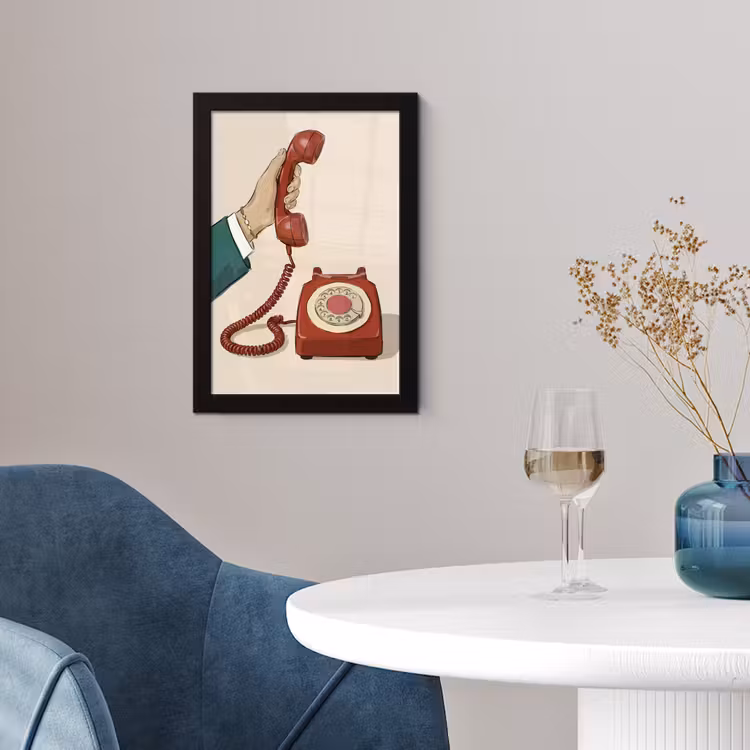 Telefoon - Hand - Vintage - Communicatie - Rood fotolijst zwart zonder passe partout klein -sfeer4