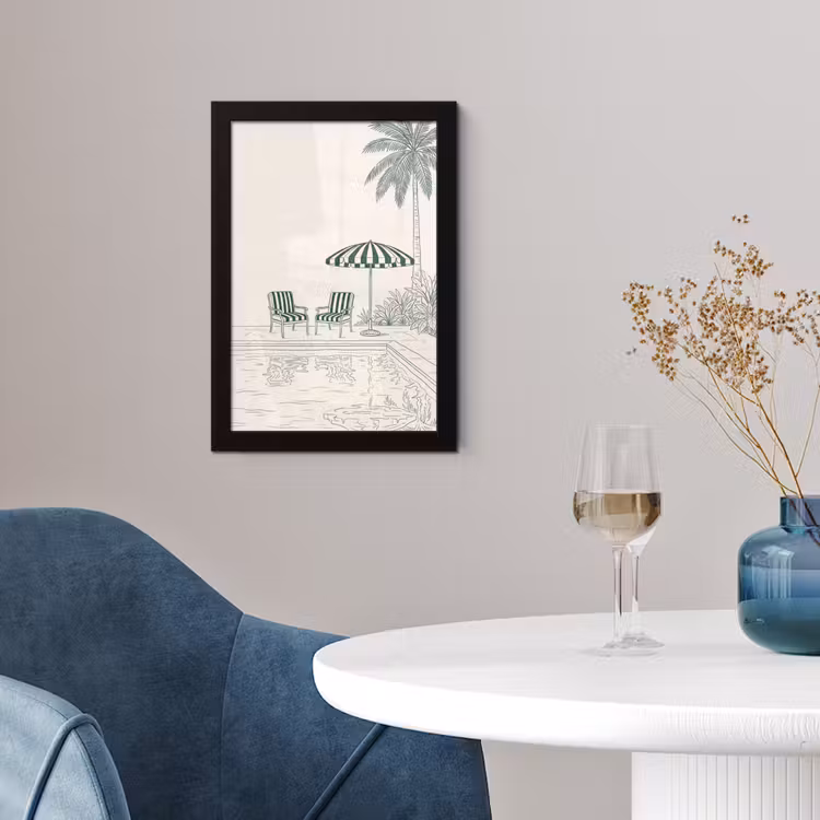 Terras - Illustratie - Groen fotolijst zwart zonder passe partout klein -sfeer4