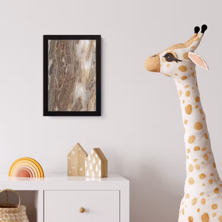 Textuur - Steen - Abstract - Beige fotolijst zwart zonder passe partout klein -usfeer4_kinderkamer