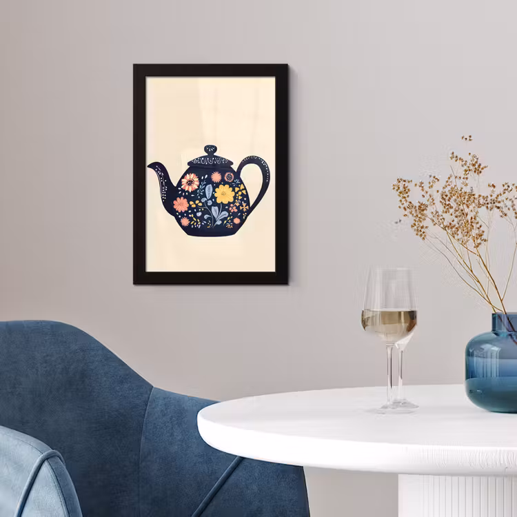 Theepot - Kleurrijk - Bloemen fotolijst zwart zonder passe partout klein -sfeer4