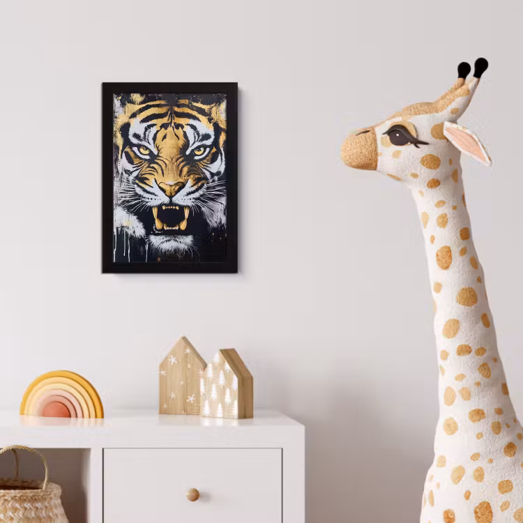 Tijger - Verfspatten - Goud fotolijst zwart zonder passe partout klein -usfeer4_kinderkamer