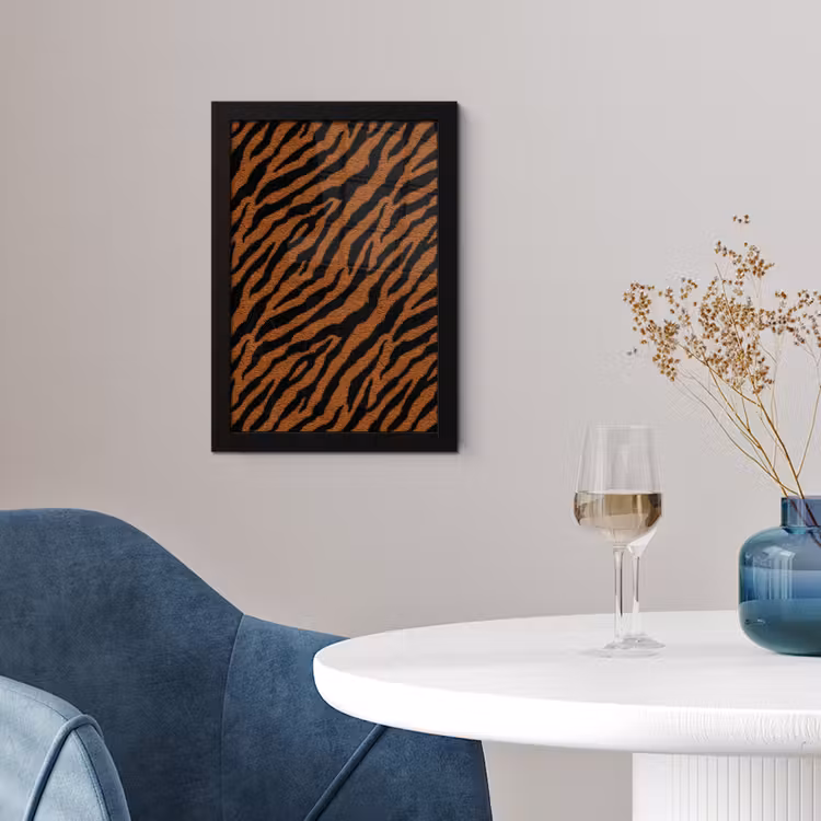 Tijger - Zwart - Vacht fotolijst zwart zonder passe partout klein 224 -sfeer4