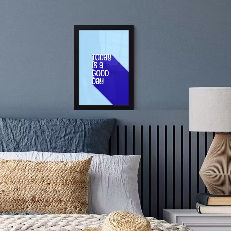 Today is a good day - Blauw - Schaduw fotolijst zwart zonder passe partout klein -sfeer3