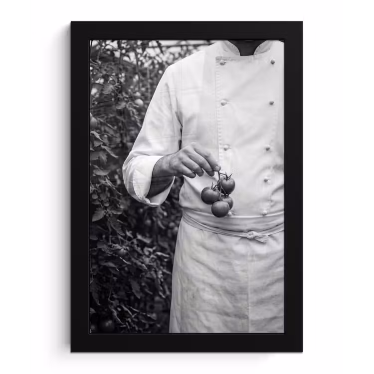 Tomaten - Chef - Zwart - Wit fotolijst zwart zonder passe partout klein -3d