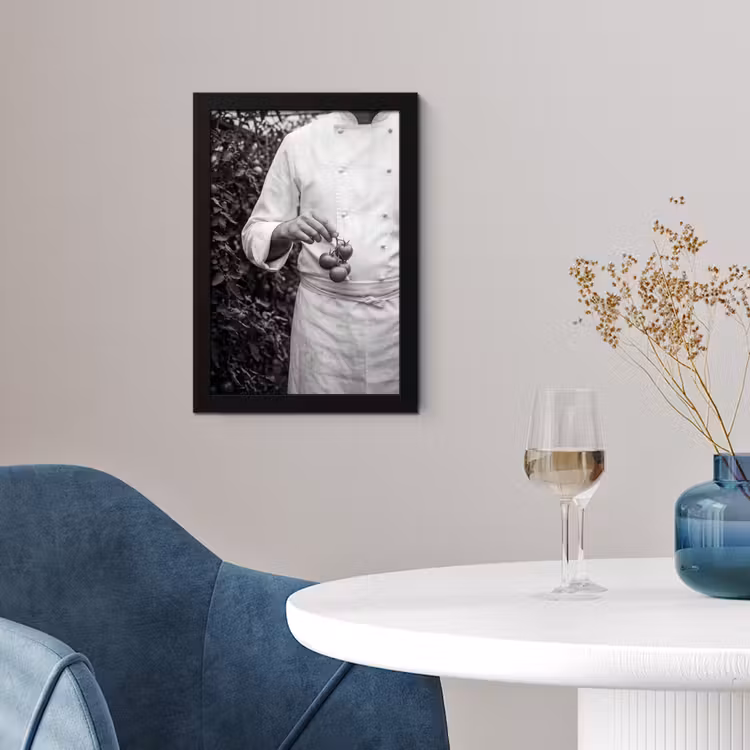 Tomaten - Chef - Zwart - Wit fotolijst zwart zonder passe partout klein -sfeer4