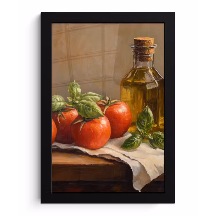 Tomaten - Olijfolie - Stilleven fotolijst zwart zonder passe partout klein -3d