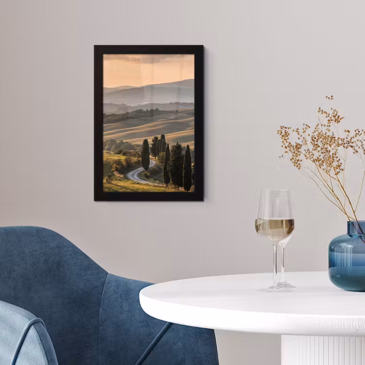 Toscaans - Landschap - Heuvels fotolijst zwart zonder passe partout klein -sfeer4