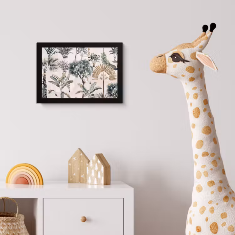 Tropisch - Bomen - Bladeren - Jungle fotolijst zwart zonder passe partout klein -usfeer4_kinderkamer