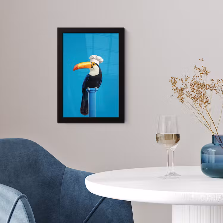 Tucan - Sokkel - Vogel - Koksmuts fotolijst zwart zonder passe partout klein -sfeer4