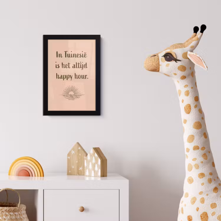 Tuin - Roze - Quote - Zon fotolijst zwart zonder passe partout klein -usfeer4_kinderkamer