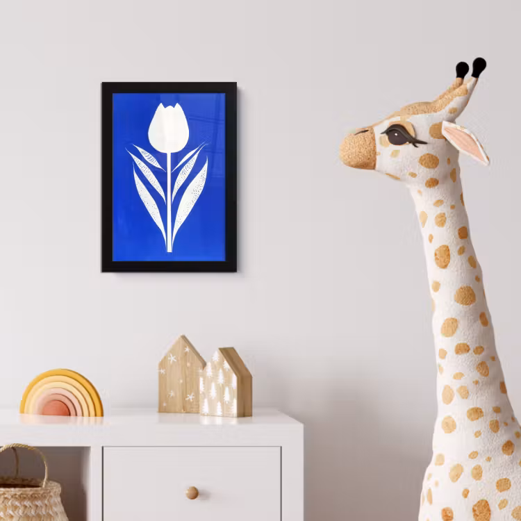 Tulp - Minimalistisch - Bladeren - Wit fotolijst zwart zonder passe partout klein -usfeer4_kinderkamer