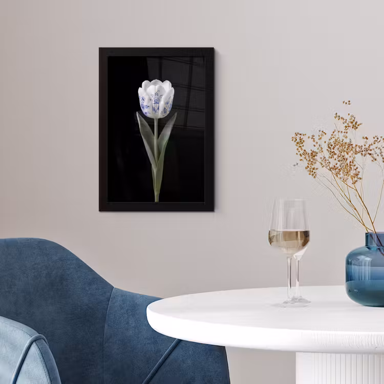 Tulp - Patroon - Blauw fotolijst zwart zonder passe partout klein -sfeer4