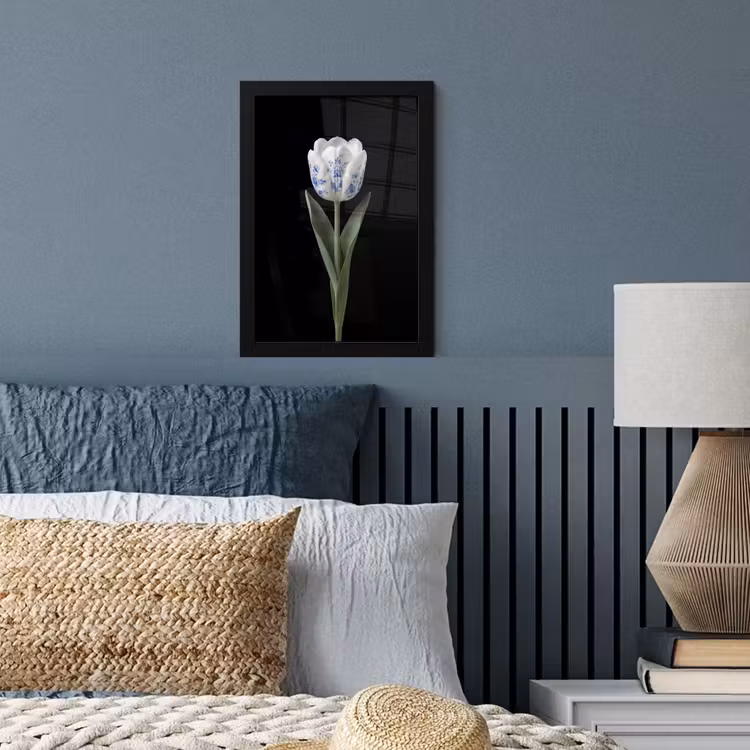 Tulp - Patroon - Blauw fotolijst zwart zonder passe partout klein -sfeer3