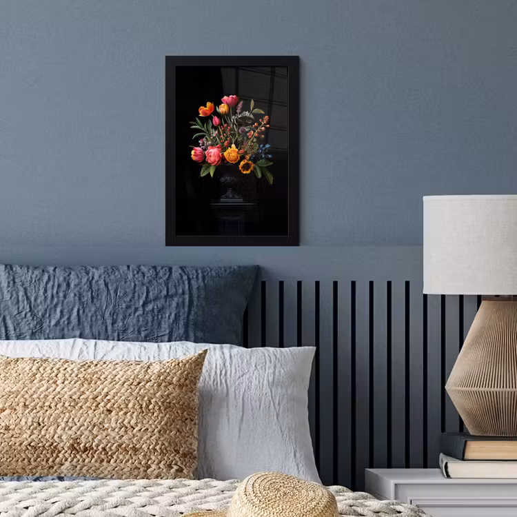 Tulpen - Bessen - Boeket - Vaas fotolijst zwart zonder passe partout klein -sfeer3