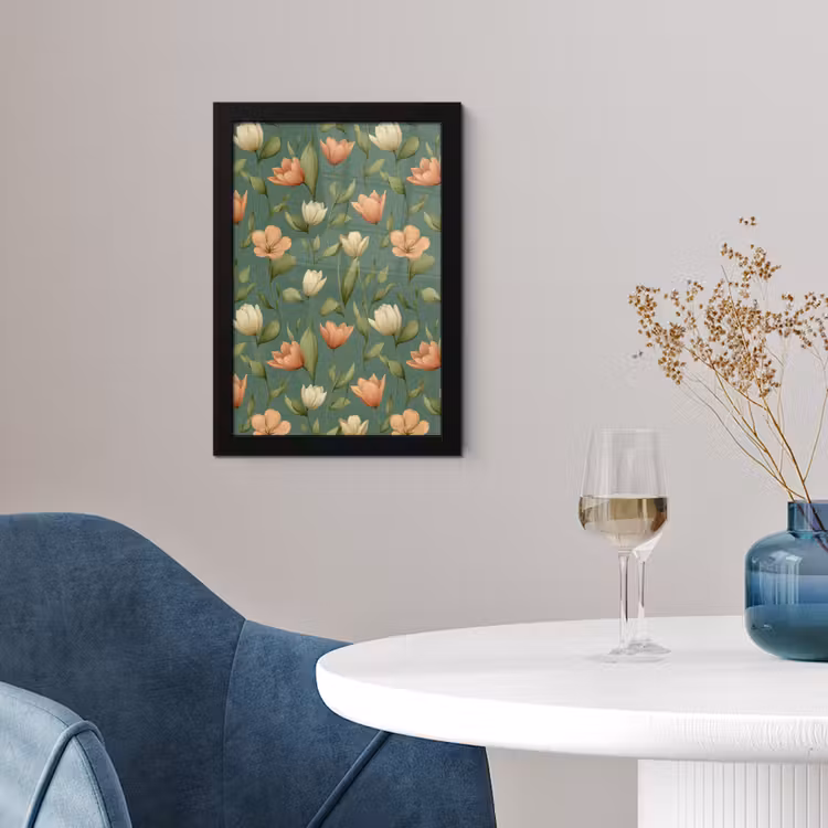 Tulpen - Botanisch - Groen fotolijst zwart zonder passe partout klein 224 -sfeer4